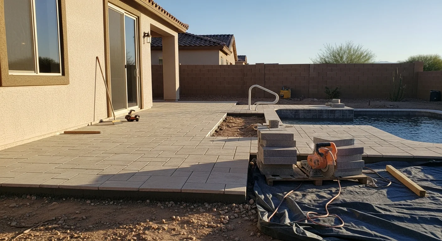 Concrete driveway and paver walkway in Las Vegas residential property